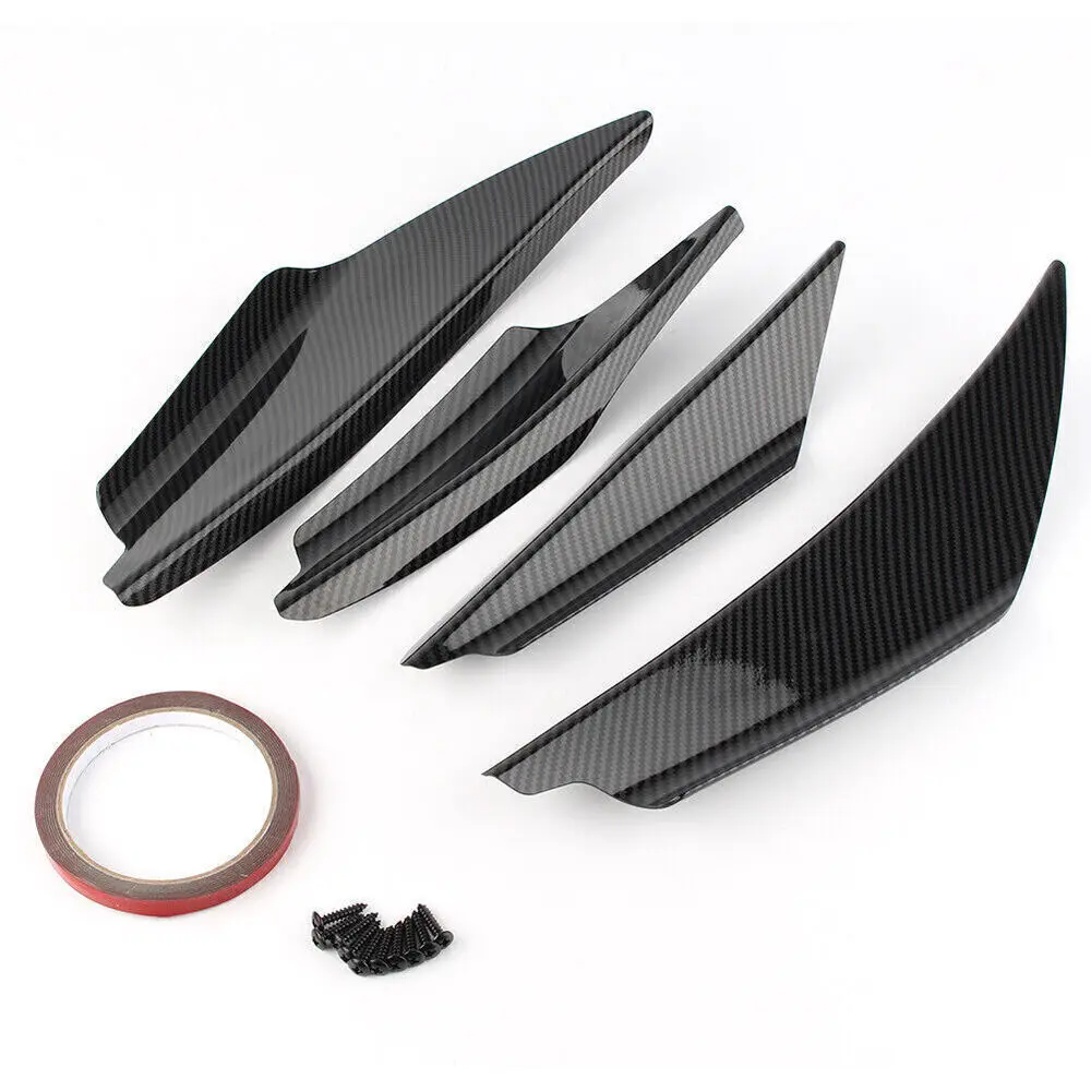 Universal Car Accessories ABS Front Bumper Canards Diffuser Spoiler Wing Fins Splitter Carbon Fiber Look Spoilers Wings bodykits