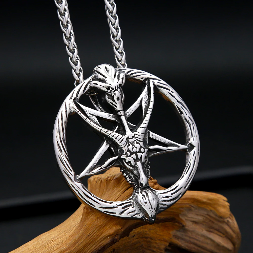 Vintage Sheep Head Pendant For Men Women Stainless Steel Pentagram Necklace Unique Animal Amulet Jewelry Gift Dropshipping