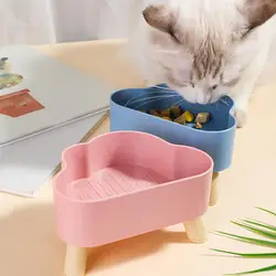 Elevated Cloud-Shaped Wide-Mouthed Cat Bowl, Cervical Vertebrae-Friendly, Kitten Bowls, Pet Supplies