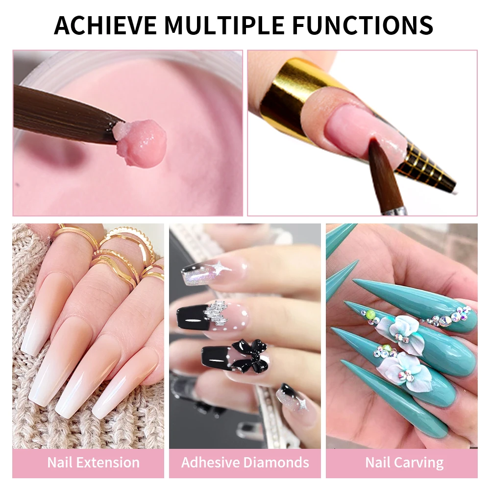 LIMEGIRL Acrylic Nail Powder 6 Color Clear Pink White Beige Nude Beige Nude Blush 120g Acrylic Powder for Nail Extension Carving