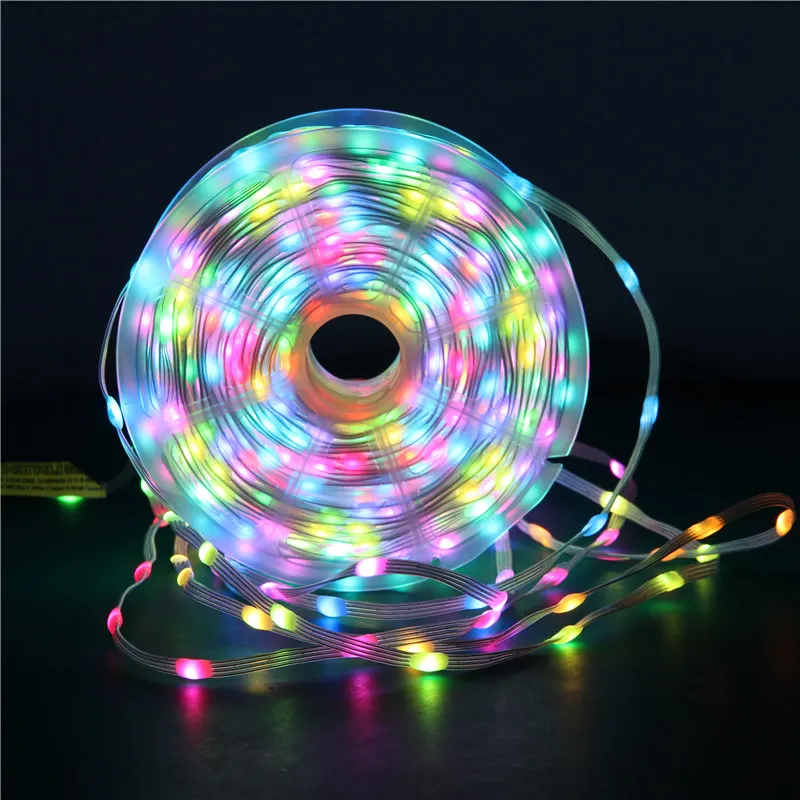 WS2811 LED Strip 3P 5V IP68 Waterproof Programmable RGBIC Christmas Lights Cuttable Addressable String for Tree Halloween Decor