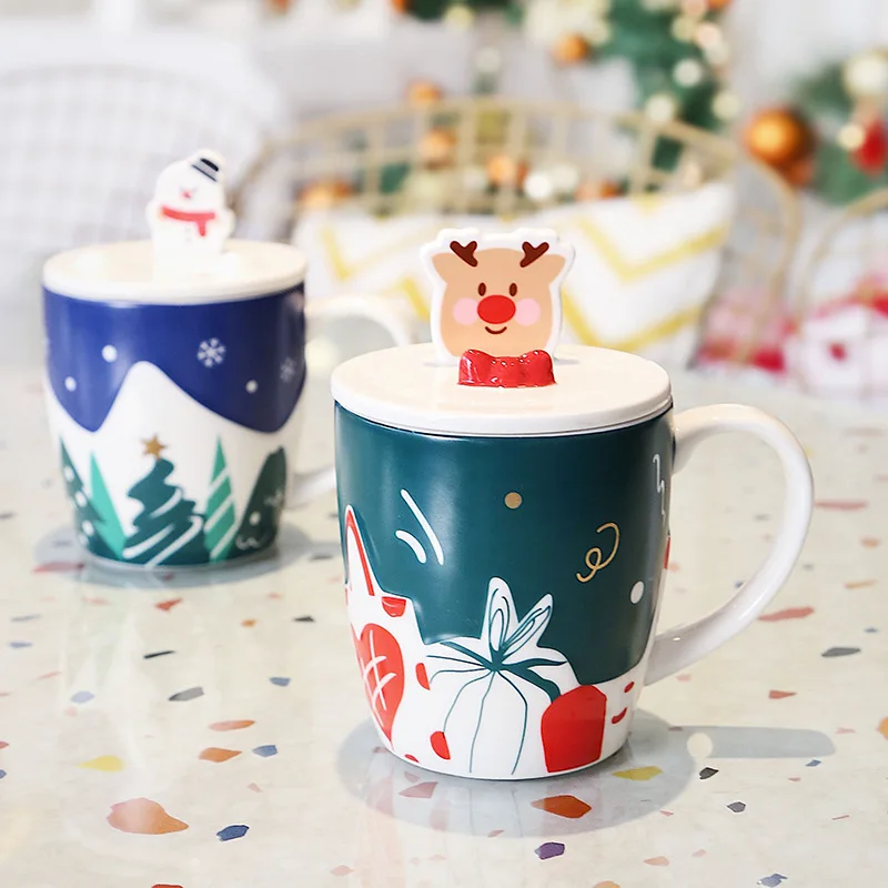 

2025 Christmas mug ceramic mug with lid water cup tazas de cafe bonitas Attractive design Premium look tazas de cafe bonitas