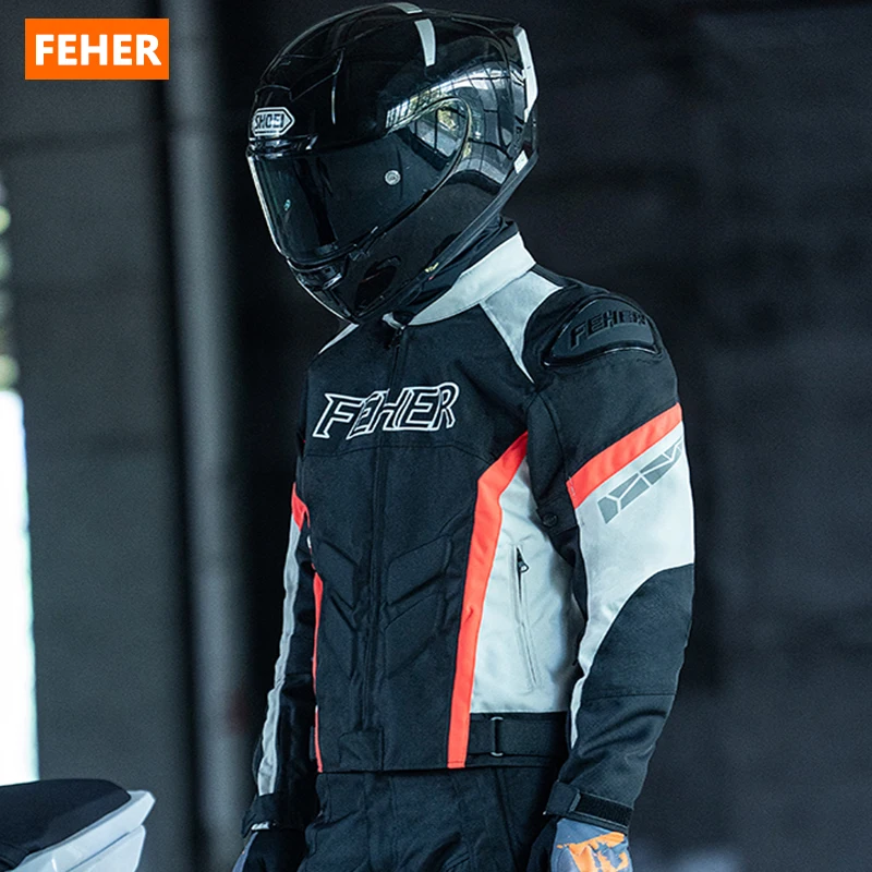 FEHER Motorcycle Jacket All Season Waterproof Man Double-decker Breathable and Thermal with TPU Shoulder Shell Riding Jacket