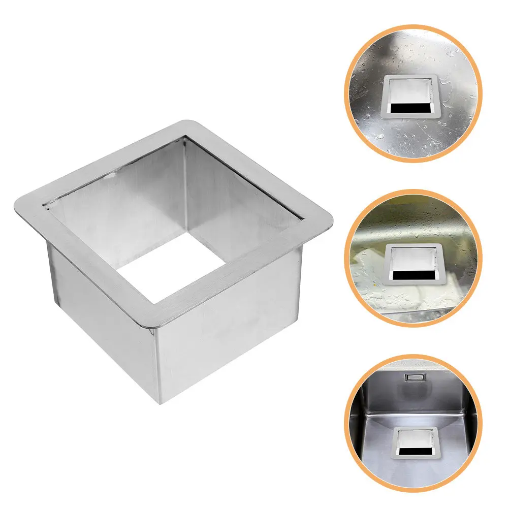 stainless-steel-trash-chute-grommet-kitchen-counter-rust-resistant-square-counter-built-in-waste-chute