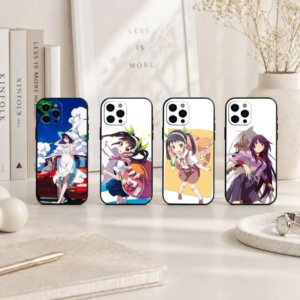 M-Monogatari Series Anime gift Phone Case For iPhone 18,17,16,15,14,13,12,11 Plus,Pro Max, Others Soft Black Cover