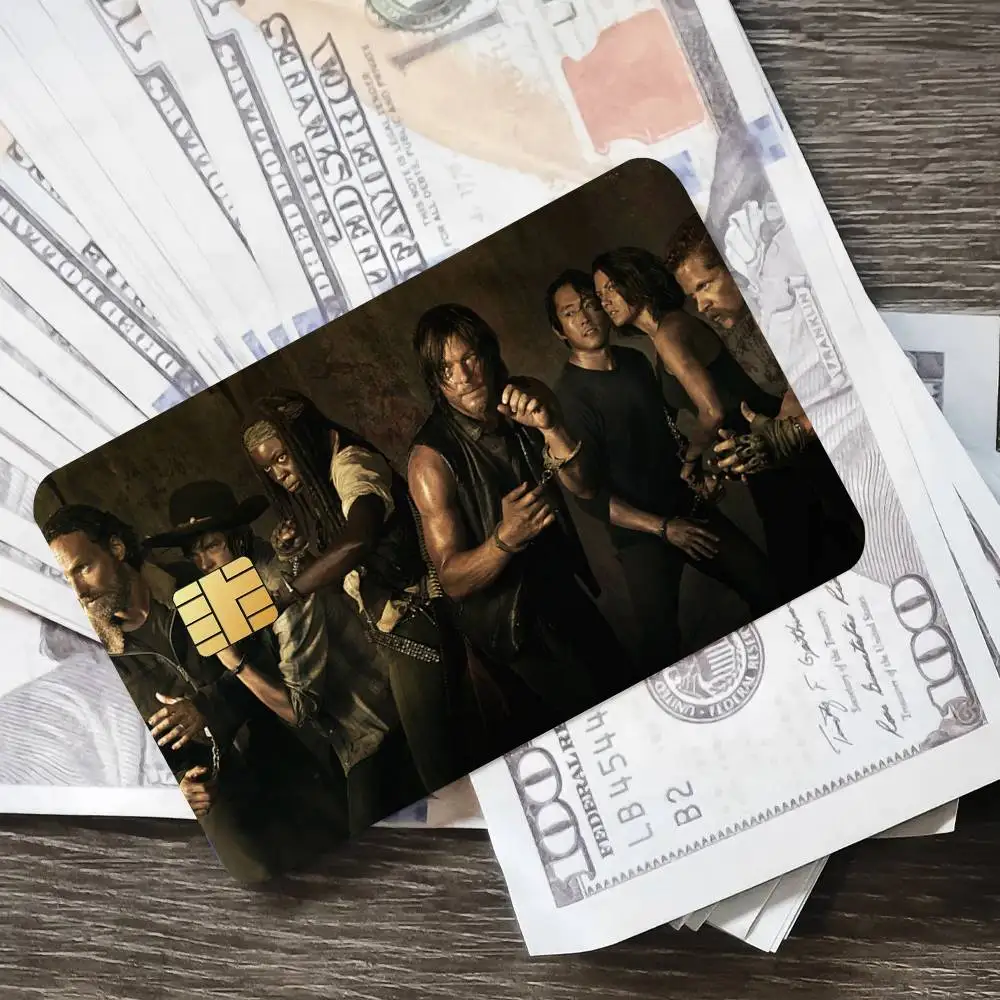 ملصق فيلم The Walking Dead داريل ديكسون غطاء جلدي الائتمان ملصقات بطاقات 4 قطعة تمرير حافلة السينمائي الديكور الأمامي خصم البنك