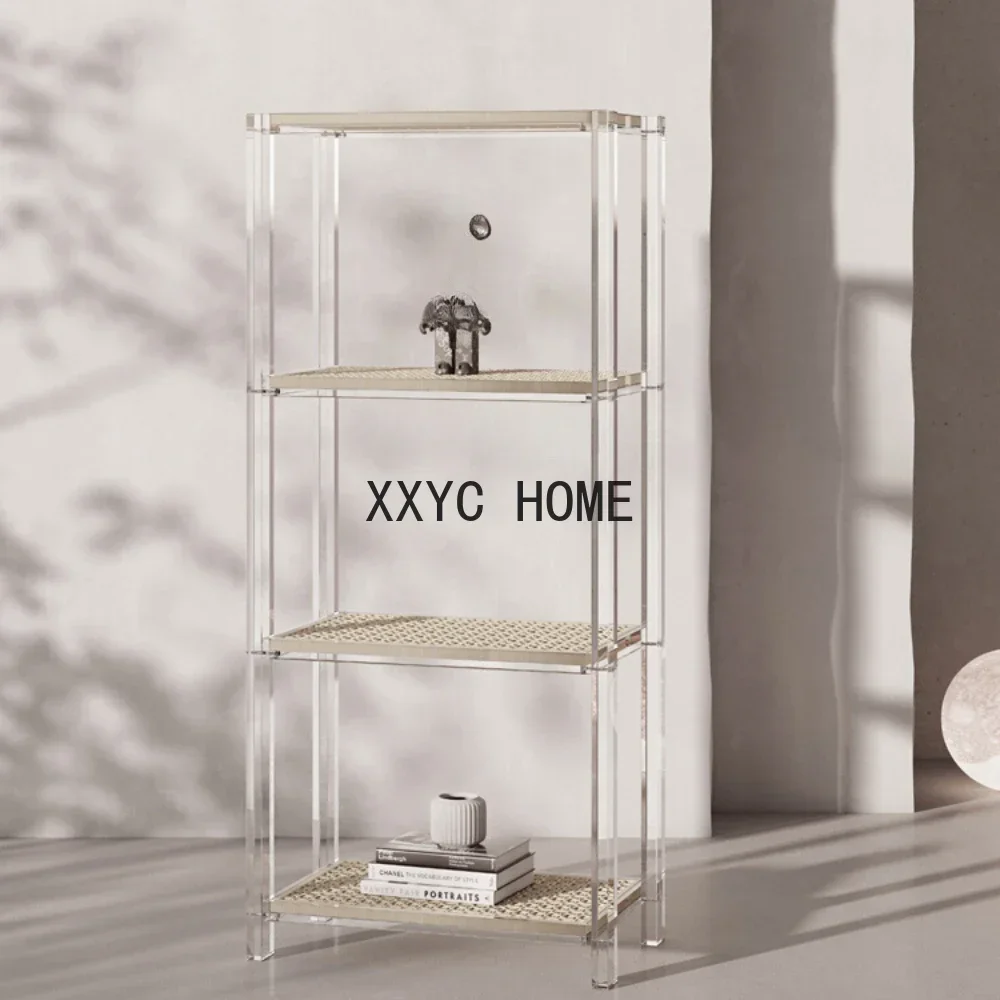 

Акриловая напольная полка-стеллаж из ротанга для гостиной и спальни, многоярусный съемный шкаф