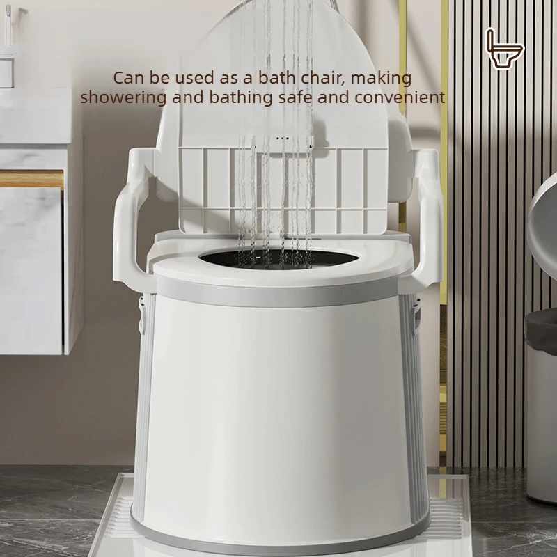 Portable Commode Chair for Elderly & Pregnant, Non-Slip Bedside Toilet with Anti-Tip Design, Home Health Care Essential