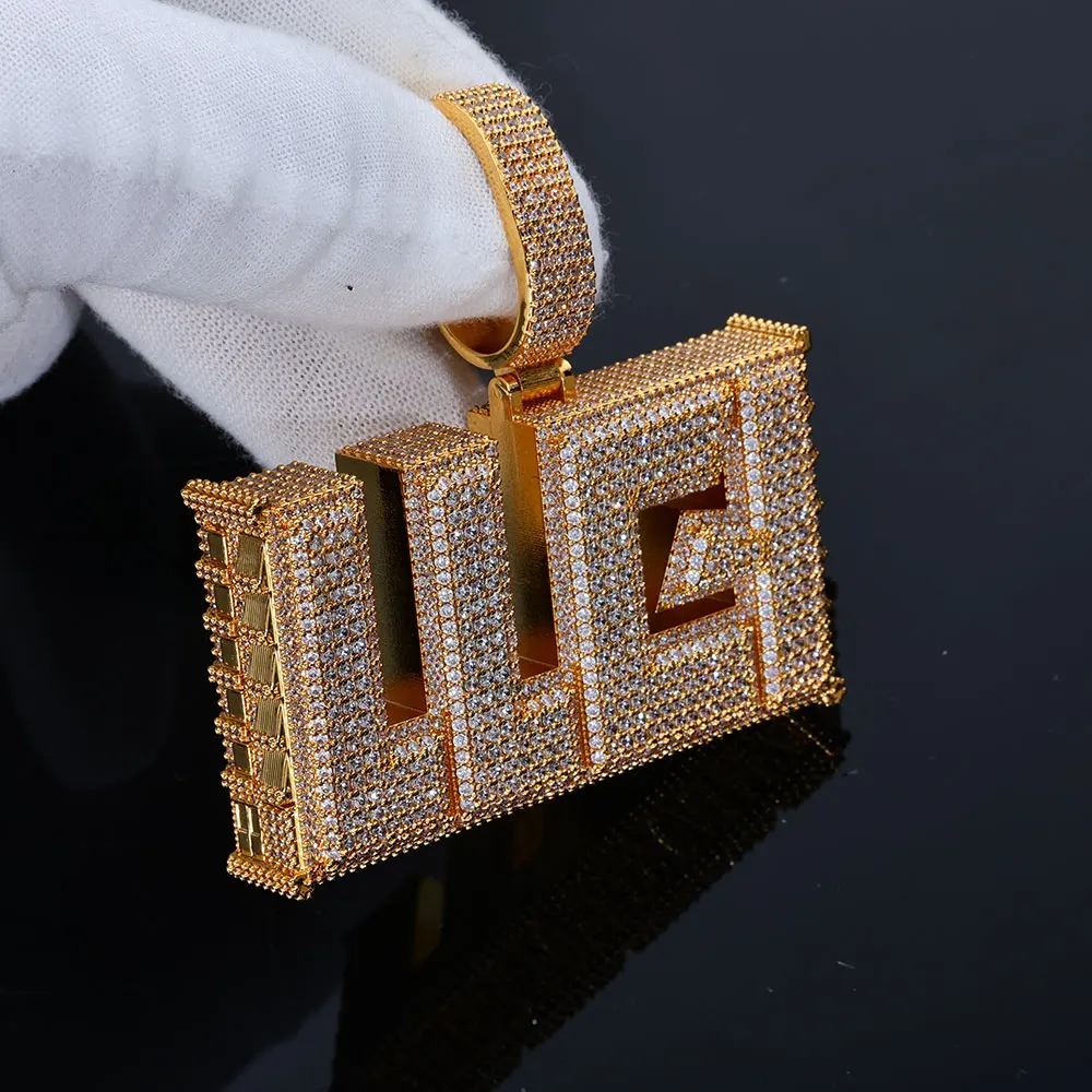 NUOYA Hiphop Custom Iced Out Cz Letter Pendant Necklace Custom Name Pendant Jewelry for Men Women