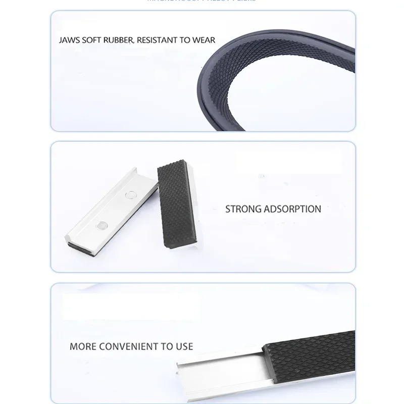 Magnetic Vise Capa Protetora, Alumínio Alloy Rubber Hand Tools, Jaws Protector, Protector Acessórios, 4 ", 5", 6"