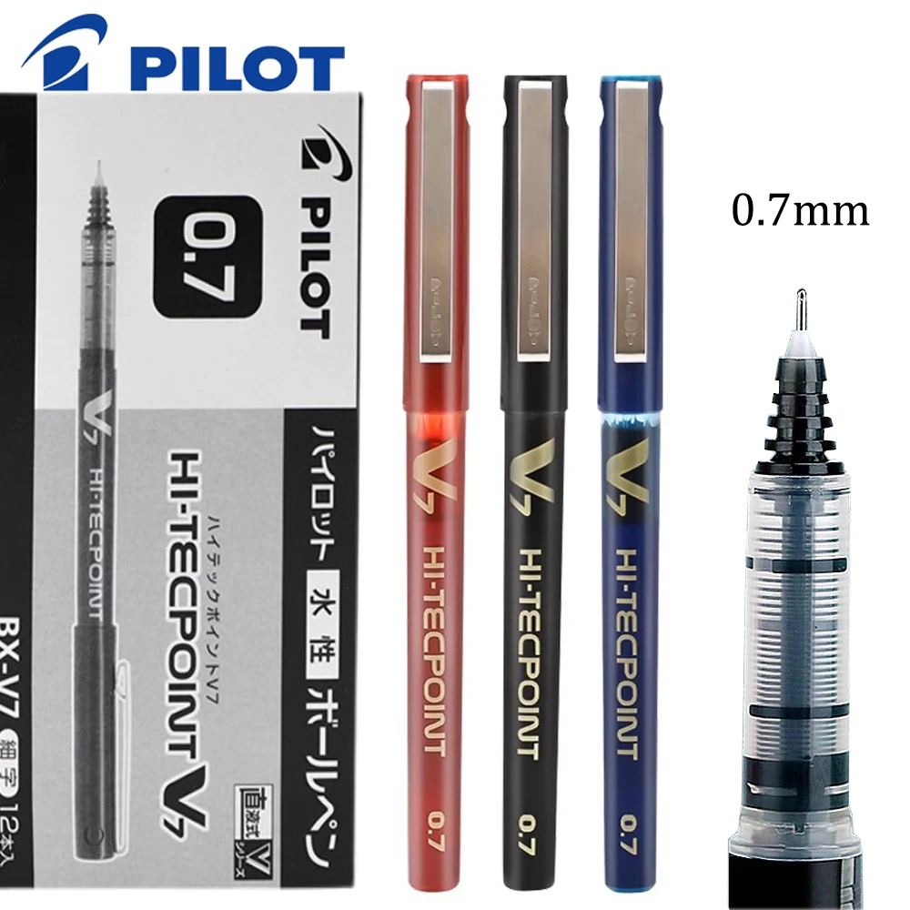 12pcs Japan Pilot Gel Pen Set V5 Upgraded Liquid Ink Pen 0.7mm BX-V7 Standard Office and School Stationery Back To School