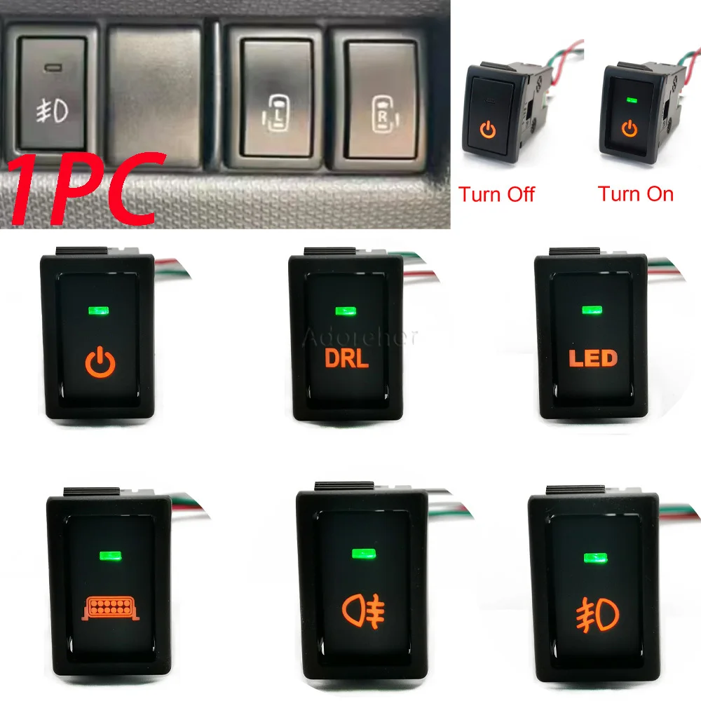 1PC Car LED DRL Fog Light Power on Off Radar Spotlight Heat Steering Wheel Switch Button with Wire Fit for Suzuki Jimny LANDY
