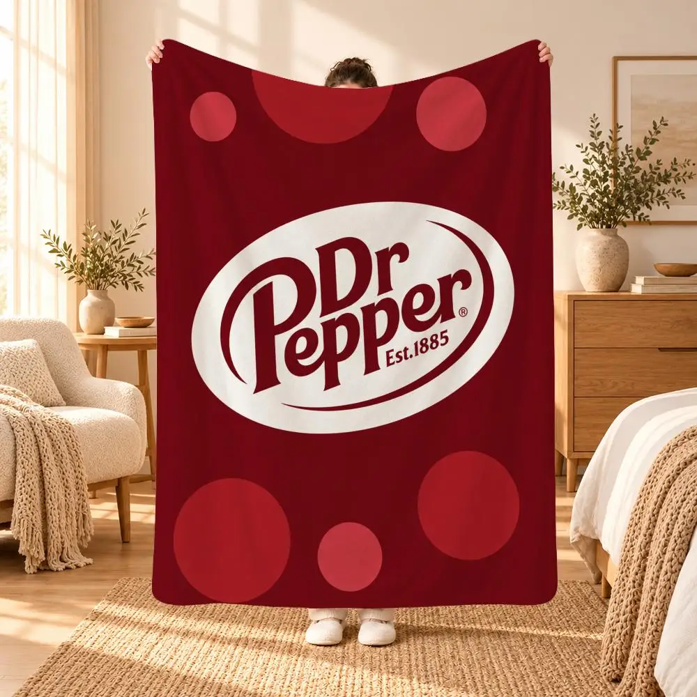 Beverage Brand Dr. Pepper Throw Warm Soft Plush Flannel Throw Blanket Sofa Bed Home Decor