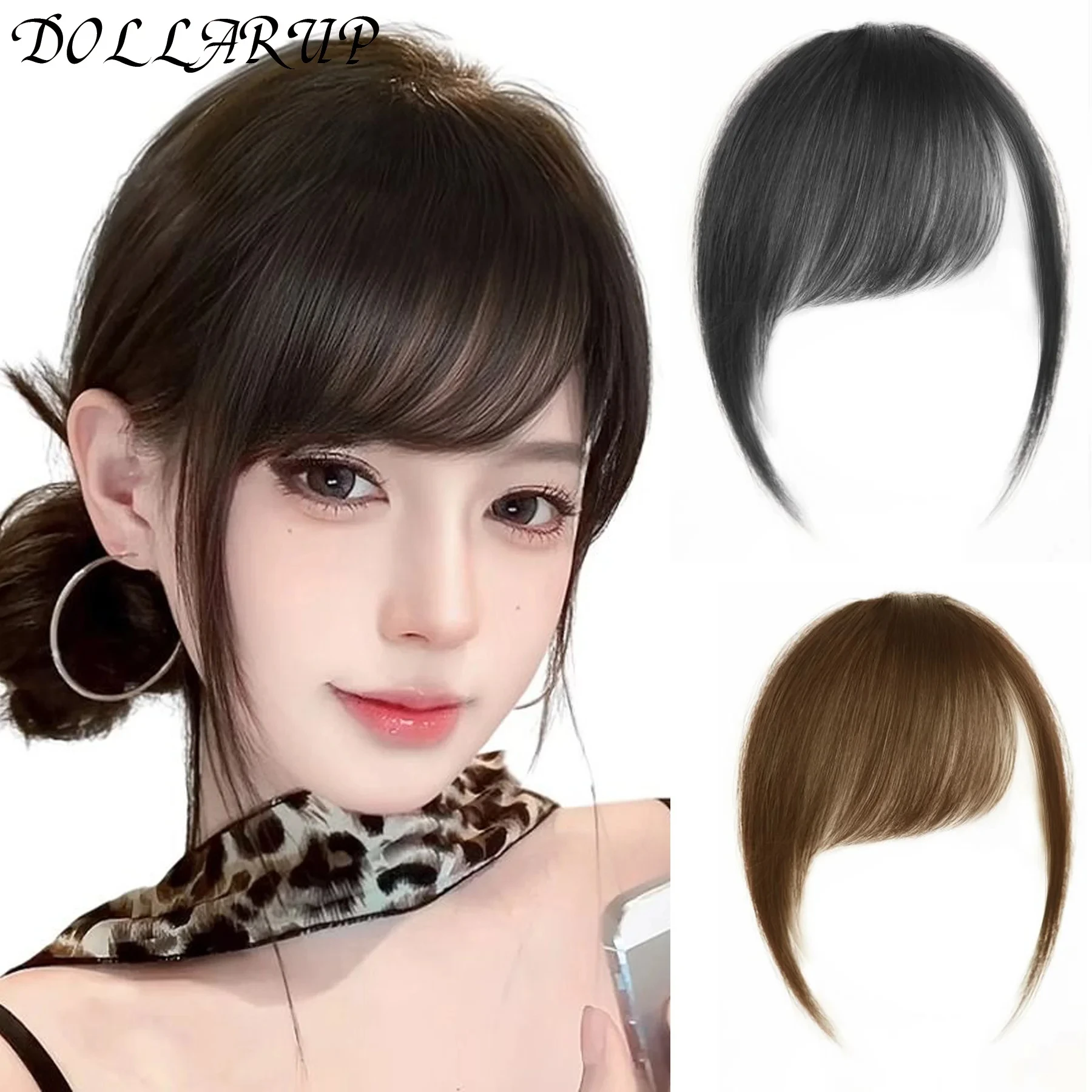

JKL wig Synthetic Fring Bangs hair extensions for women Middle Part Two Sides Bang Hairpiece Clip In Extensions invisible hair