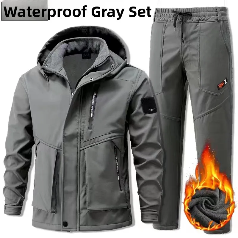 

Thiened Fce Winter Workwear Set for Men Windproof Waterproof Outdoor Climbing Clothes Warmth Assurance Industrial Worker...