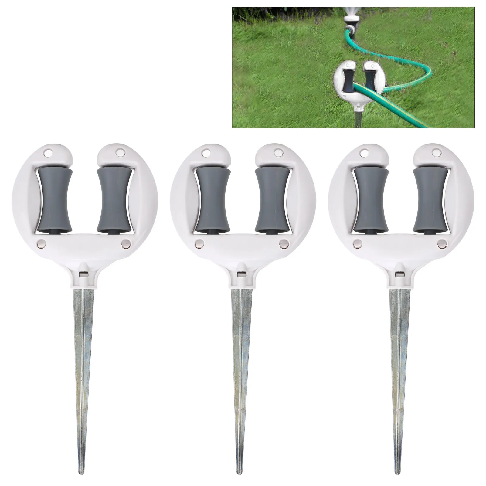 

3pcs Garden Hose Guide Nail Top Roller Soft Water Pipe Positioning Pointed Head Lawn Hose Guide Spike Holder