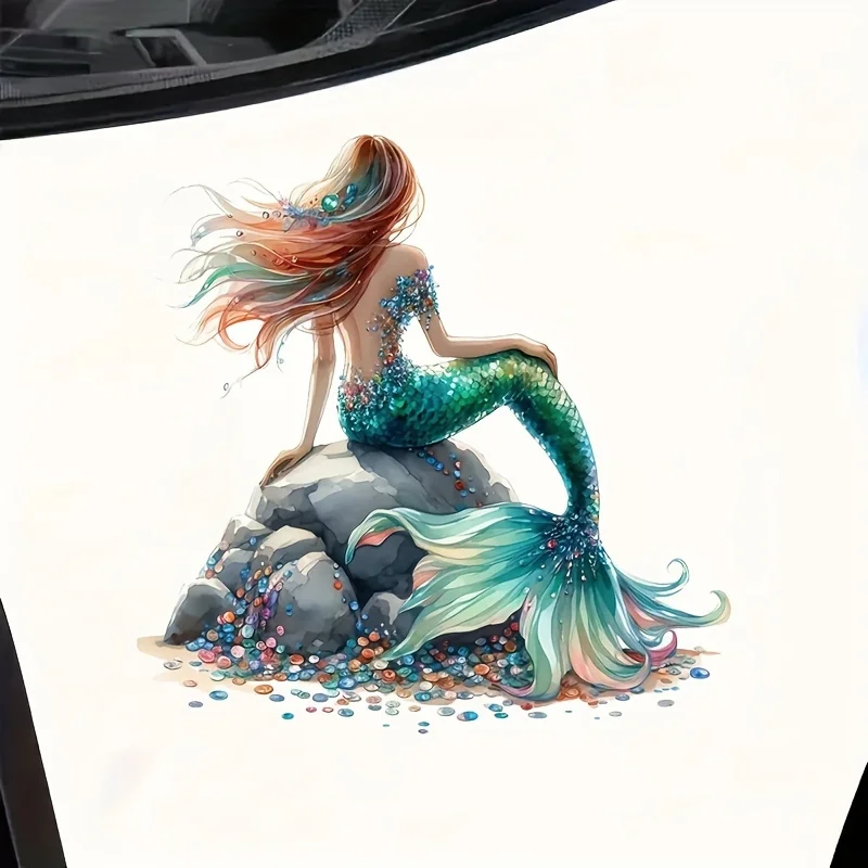 6Inch Mermaid Princess Vinyl Stickers, Cartoon Animal Fantasy Car Decals, Self-Adhesive, Sparkling, Suitable for Smooth Surfaces