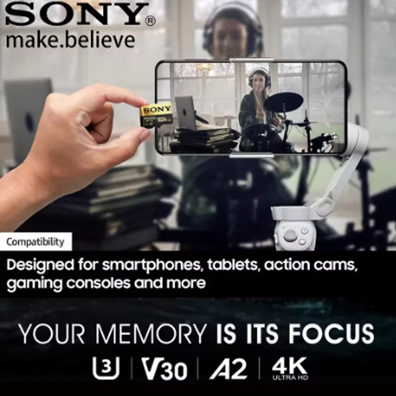 Высокоскоростная TF-карта Micro SD SONY 128 ГБ/256 ГБ/512 ГБ/1024 ГБ A2 U3 V30, стабильное чтение/запись, черный и золотой для планшетов/игровых консолей