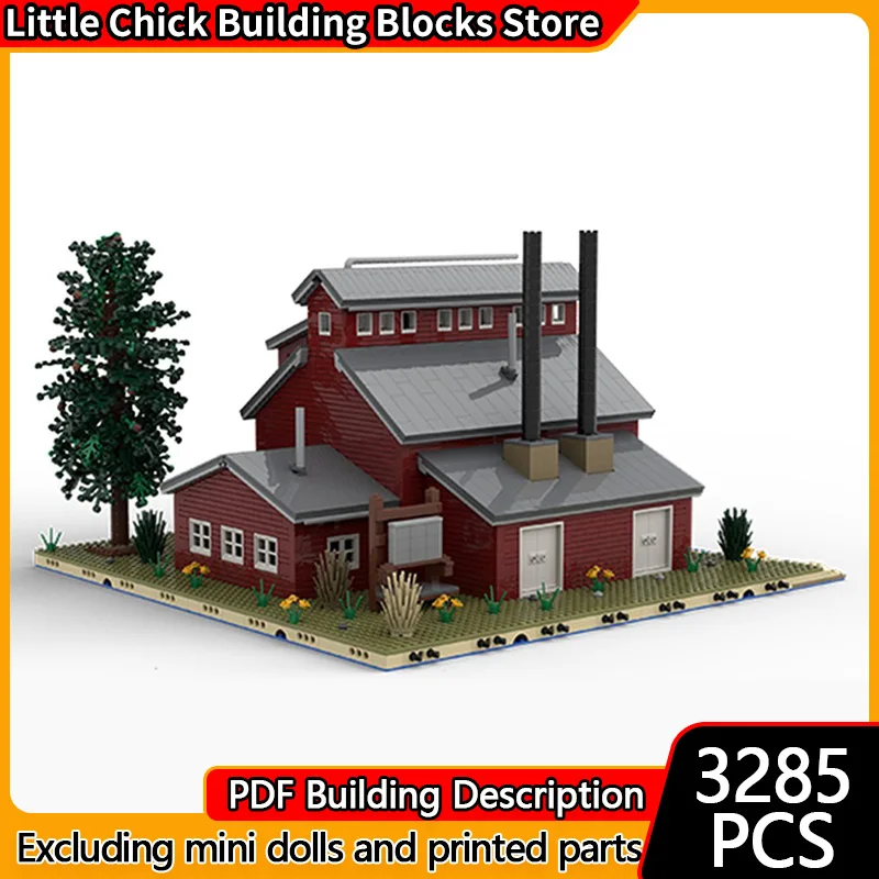 

City Street View Model MOC Building Bricks Sawmill Power House Modular Technology Gifts Holiday Assemble Children Toys Suit