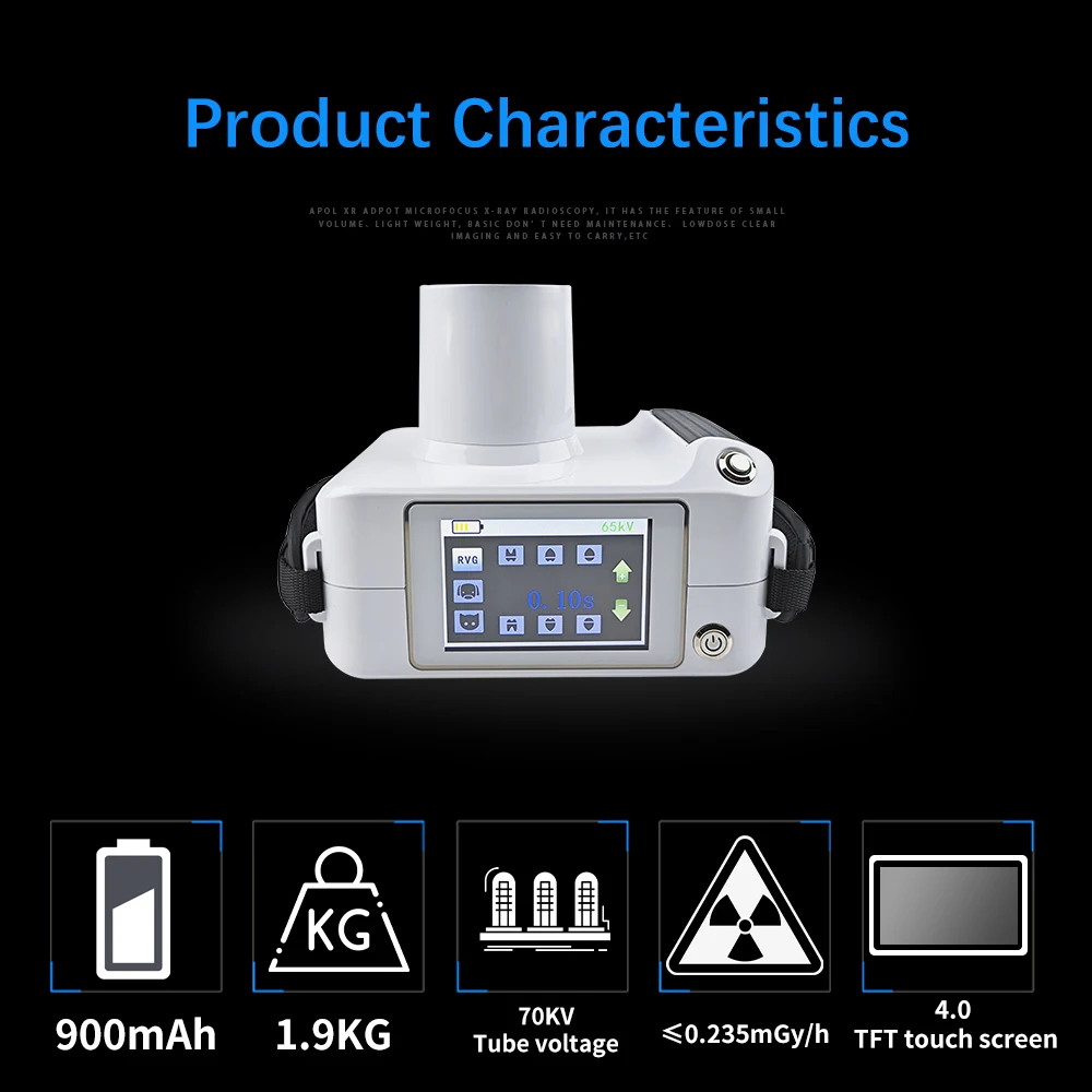 Weterynaryjne przenośne urządzenie rentgenowskie odpowiednie dla szpitali dla zwierząt 4.0 Cal ekran dotykowy TFT weterynarza dentysta Medicina