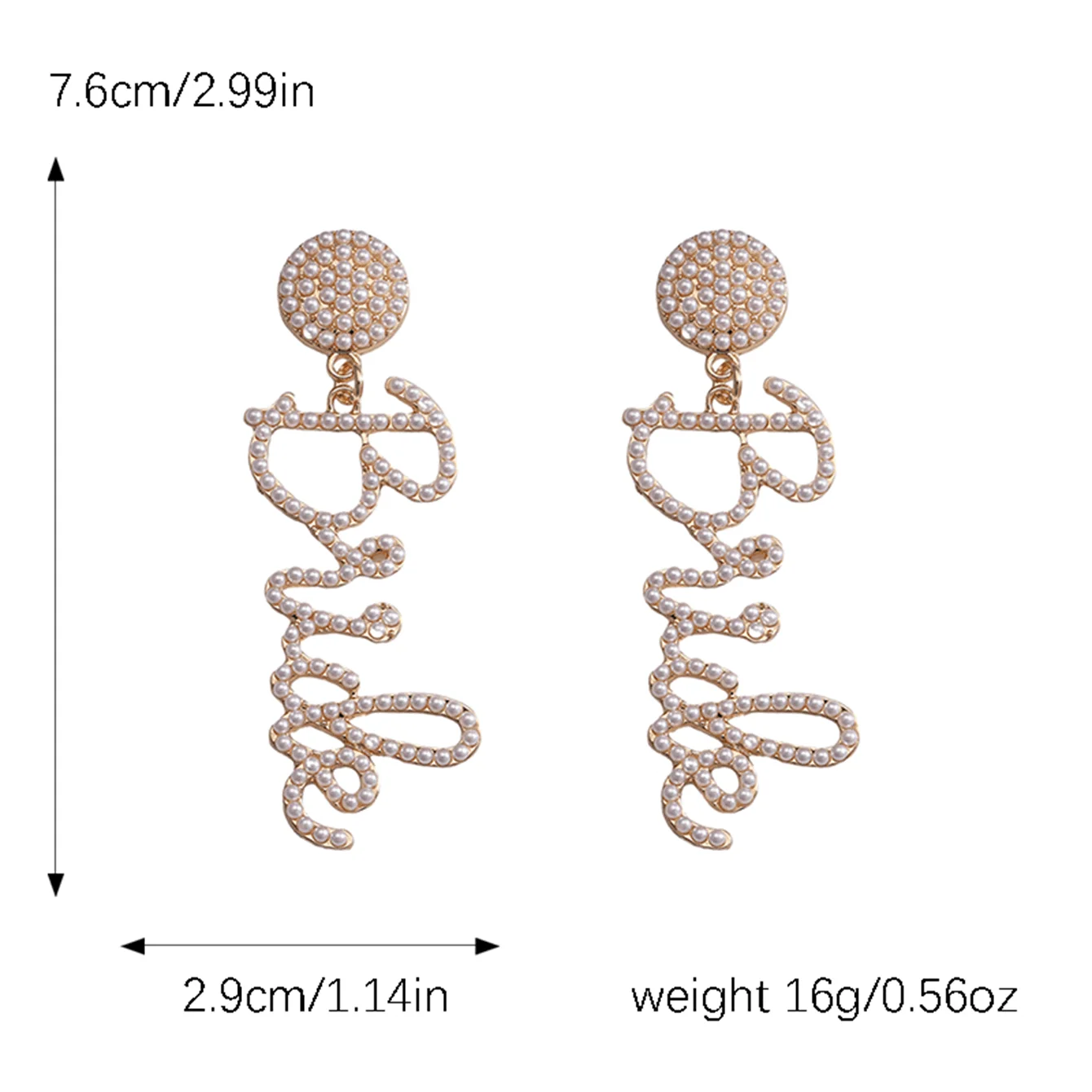 Girlgo Handmade Alloy Rice Beads Alphabet Bride Drop Earrings for Women Are the Perfect Choice for Weddings