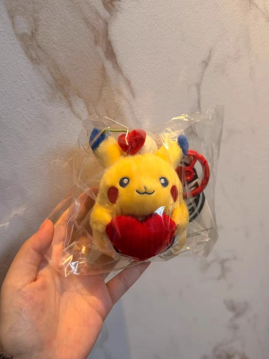 Official Pokemon Cafe Series Pikachu Plush Keychain Set Heart & Burger
