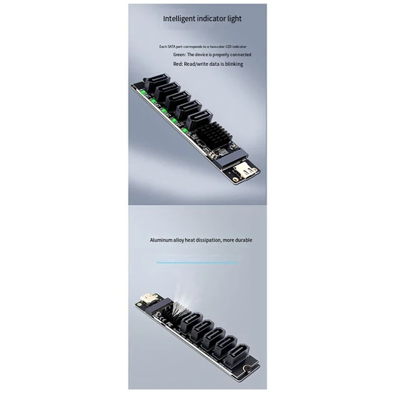 アダプターカード TYPE-C to SATA to 5ポート SATA3 6Gbps USB10G 拡張アダプターカード JM575+JMS580-VVNB