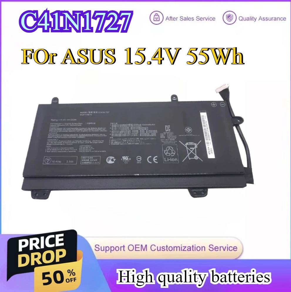 

New C41N1727 Laptop Battery for ASUS ROG Zephyrus GM501 GM501GS GM501GM GU501 GU501GM 15.4V 55WH 4 Cells