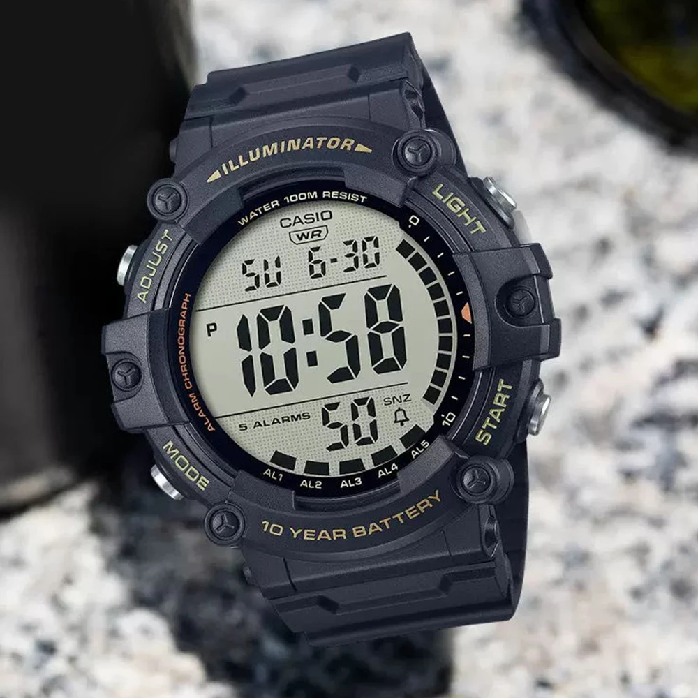 Casio-reloj deportivo de cuarzo para hombre, cronógrafo digital militar, resistente al agua hasta 100m, con batería de 10 años de duración