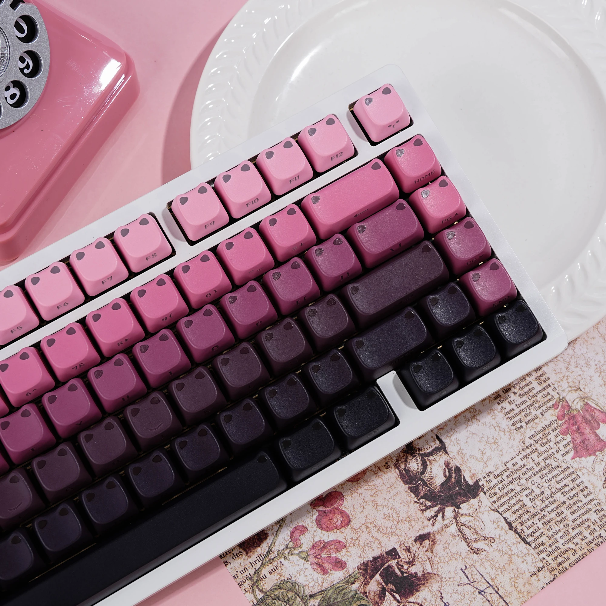 JCM 116 Keys Cat Theme Keycaps 5 Side-lighted Pbt Material South-facing For Mechanical Keyboard Blackberry Water Lily Cerulean
