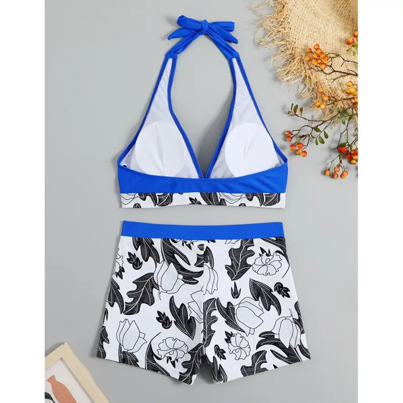 Fato de banho estampado de verão feminino, conjuntos tankini femininos, moda praia, roupa de banho, roupa de piscina para meninas, 2 peças