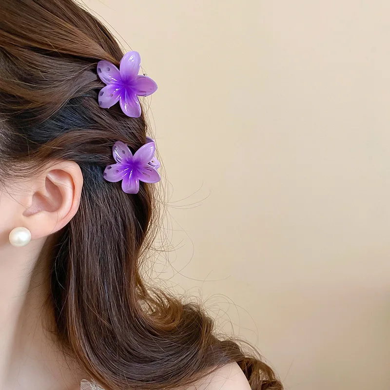 Mini pinza de pelo de flores de dopamina Plumeria, pinza de pelo Floral acrílica, Clip de tiburón antideslizante, horquillas de cola de caballo, soporte para flequillo para mujeres y niñas