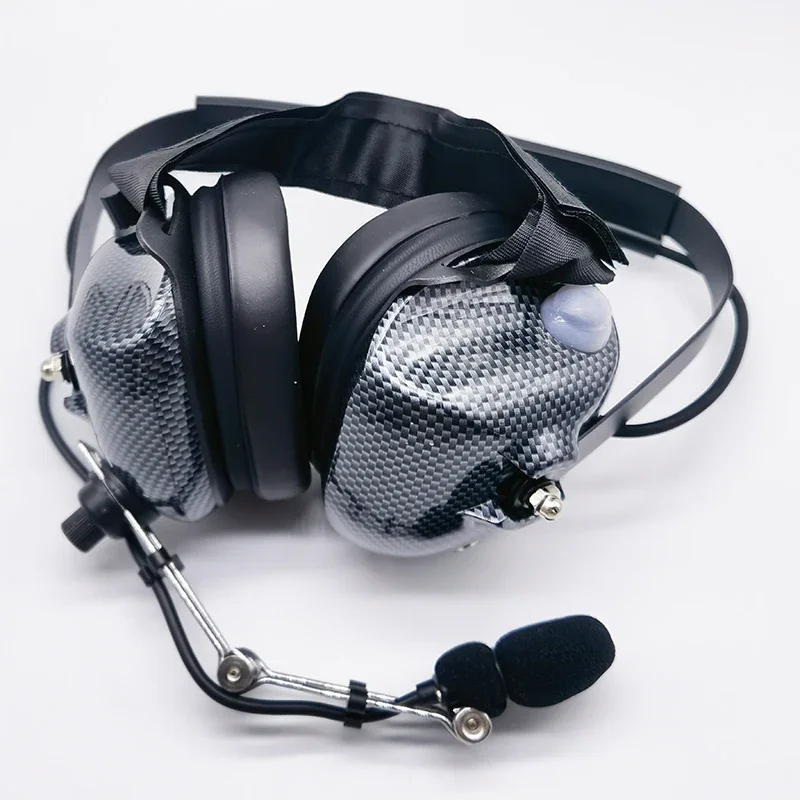 Imagem -03 - Han-fibra de Carbono Aviação Helicóptero Headphone Cancelamento de Ruído Ativo Atrás Headconjunto Cabeça Motorola Cp040 Ep450 Rádio H41-cf
