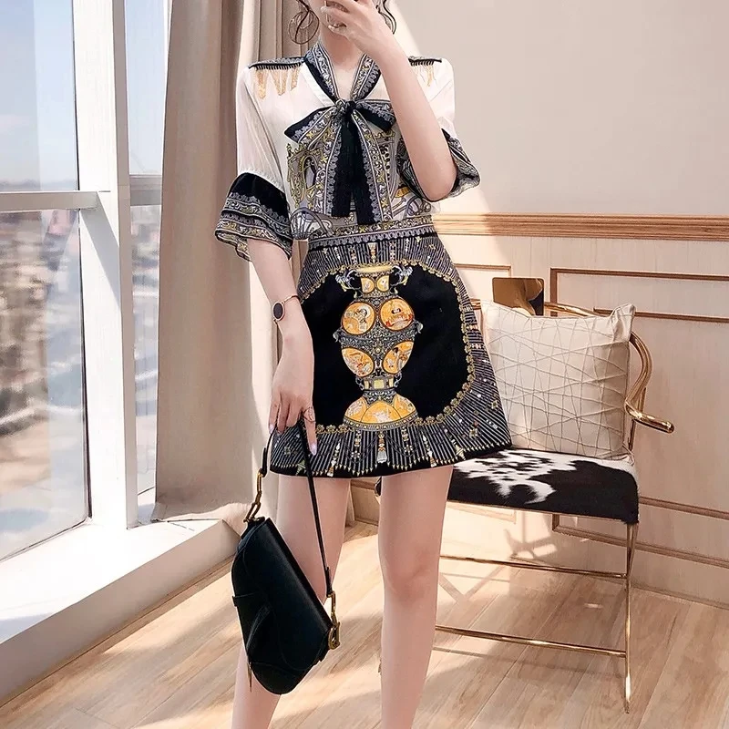 Noble Temperament Suit Two-Piece Set 2022 Spring And Summer New Women's Light Female Style French Shirt Suit Two-Piece Skirt