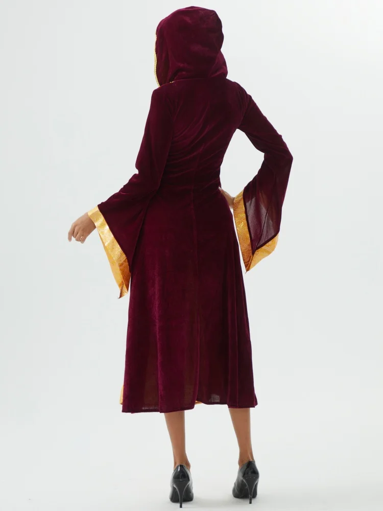 Medieval Women Cosplay Costumes Headwear Halloween Party Carnival Princess Queen Witch Cosplay Adult Female Clothes Dress