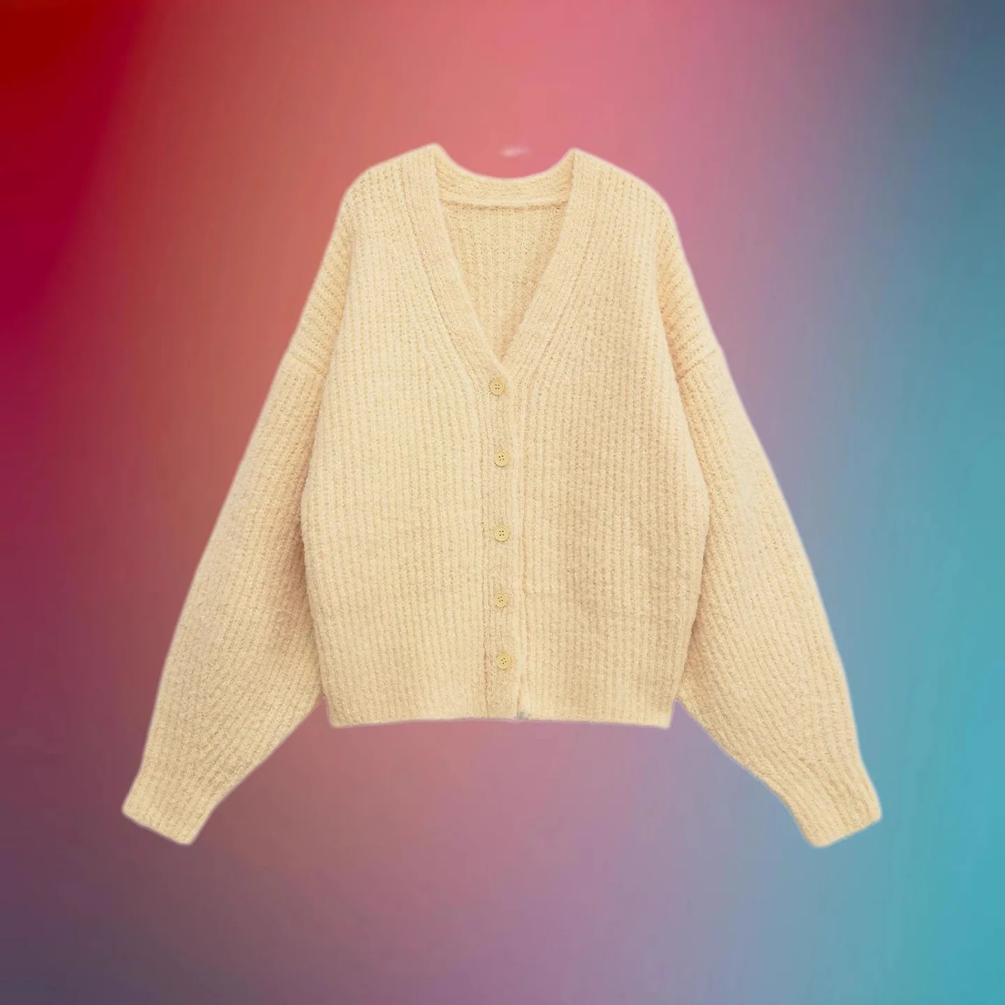 

Casual Knitted Long Sleeve V-Neck Net Eye Bottom Women's Outerwear Autumn New Style European And American Style