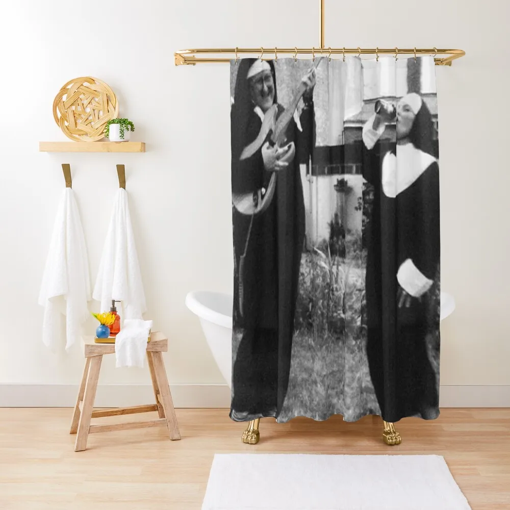 

Vintage Drinking And Guitar Nuns Shower Curtain Window For Shower Waterproof Shower And Anti-Mold Curtain