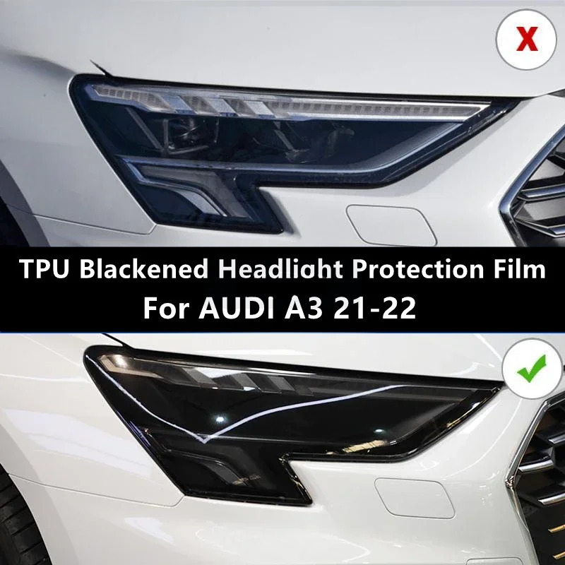 

For AUDI A3 21-22 TPU Blackened Headlight Protective Film, Headlight Protection, Film Modification