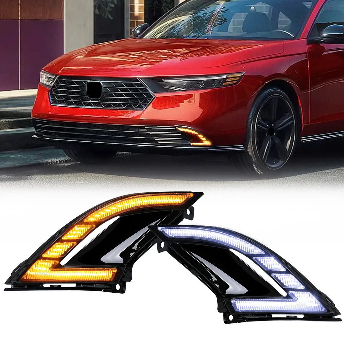 

GEFENSI светодиодные дневные ходовые огни для Honda Accord 2023 2024, белый DRL, желтый указатель поворота, противотуманные фары, автомобильный аксессуар