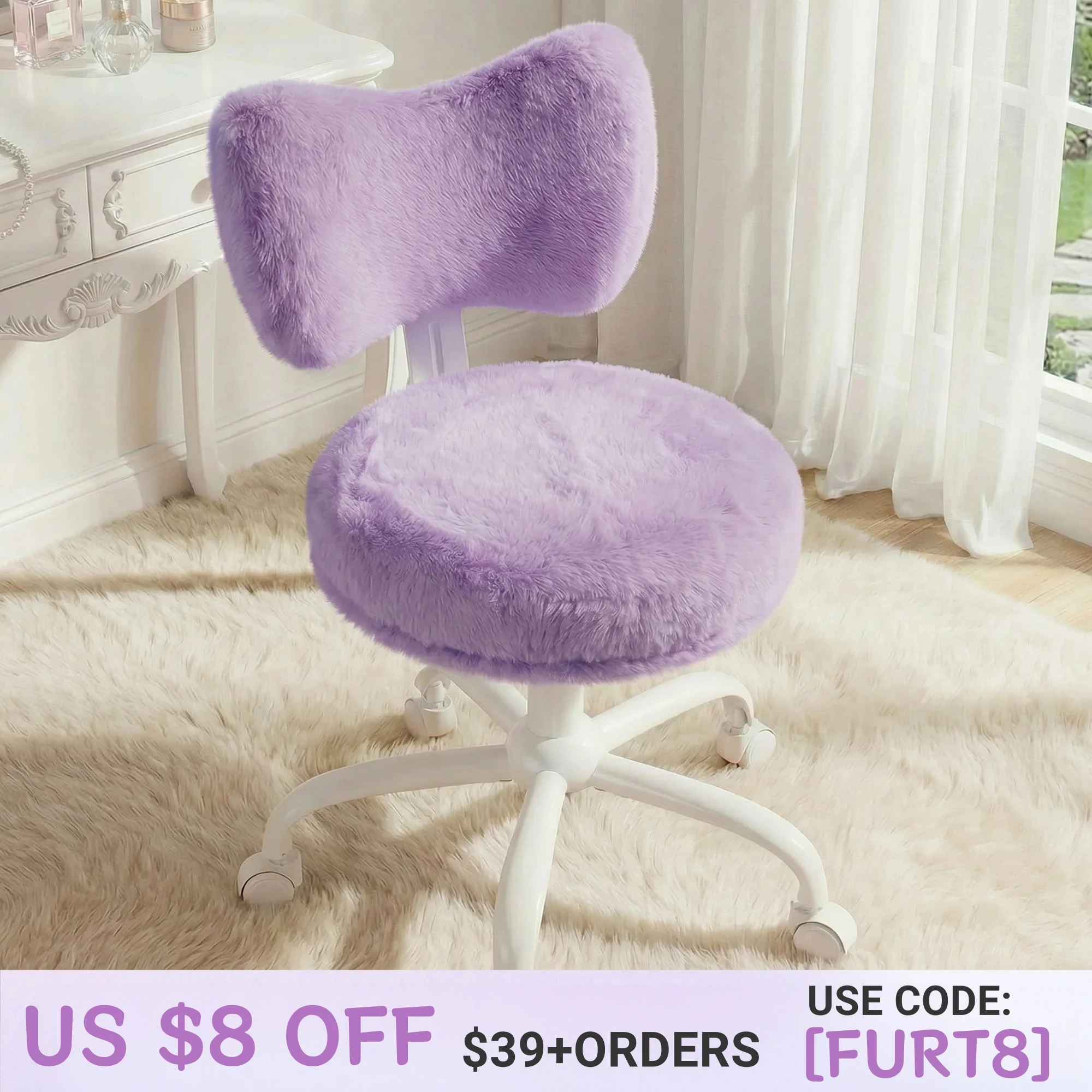 Office Furniture Suppliers - EnHomee Cute Bow Back Vanity Chair