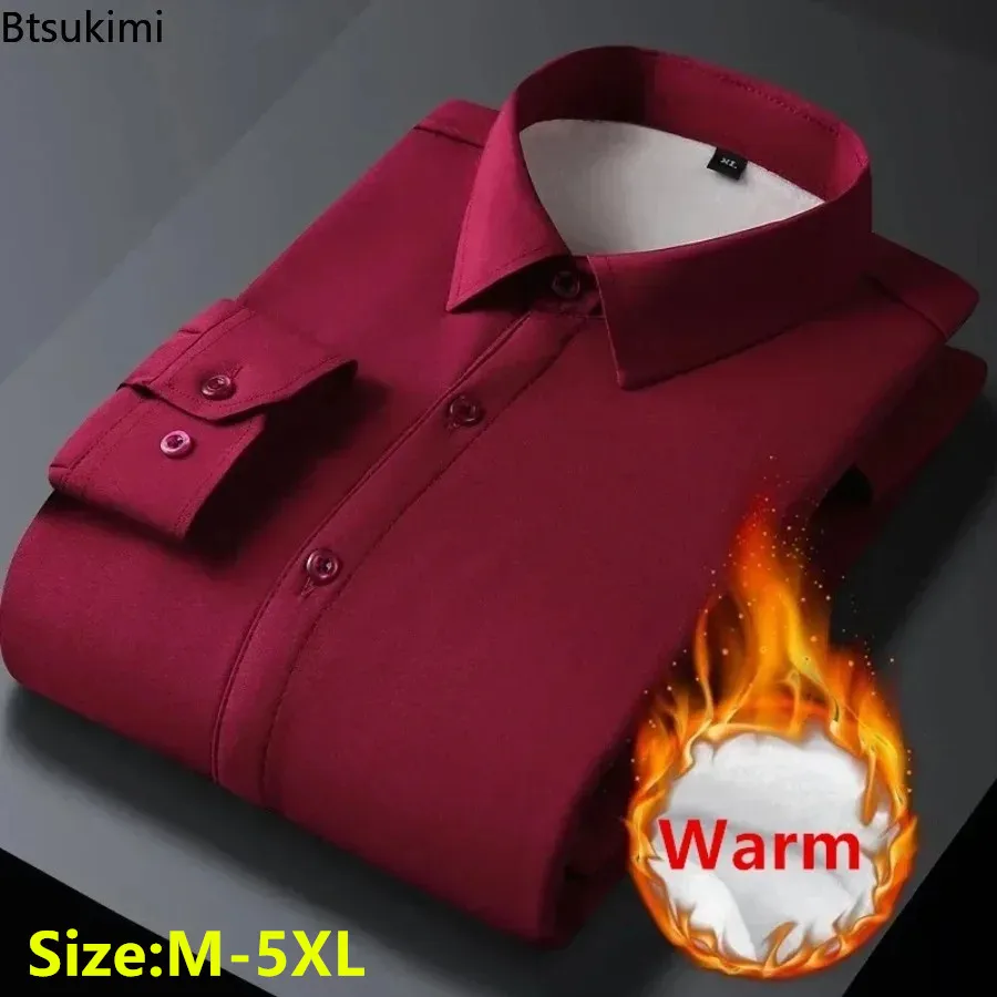 

Brand New Men's Comfort Warm Long-sleeved Shirt Autumn Winter Thick Fleece Business Dress Shirts Men Soft Versatile Casual Shirt