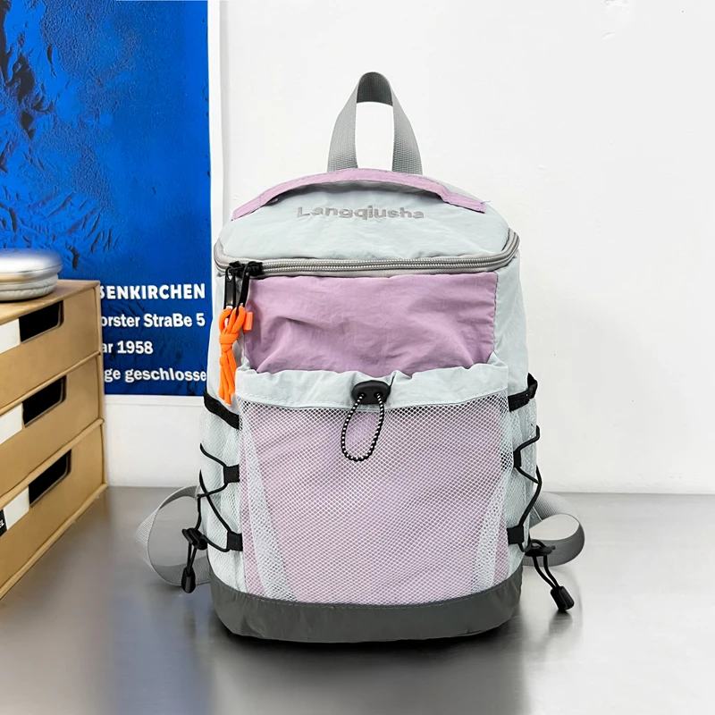 Fashion Women Mini Outdoor Backpack Lightweight Nylon Travel Hiking Rucksack Casual Sports Daypack Multipocket Walking Backpack