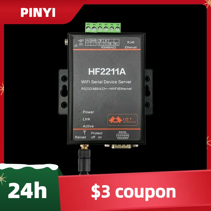 HF2211 المسلسل إلى WiFi RS232/RS485/RS422 إلى WiFi/وحدة محول إيثرنت لنقل بيانات الأتمتة الصناعية HF2211A