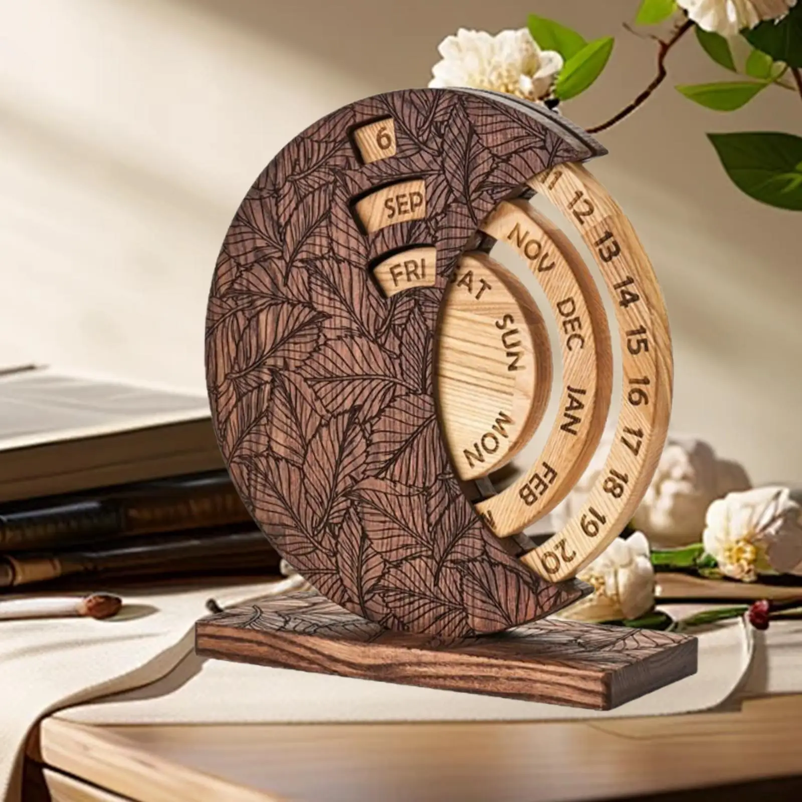 Wooden Perpetual Desk Calendar Gift Idea Resuable Creative Desk Accessories