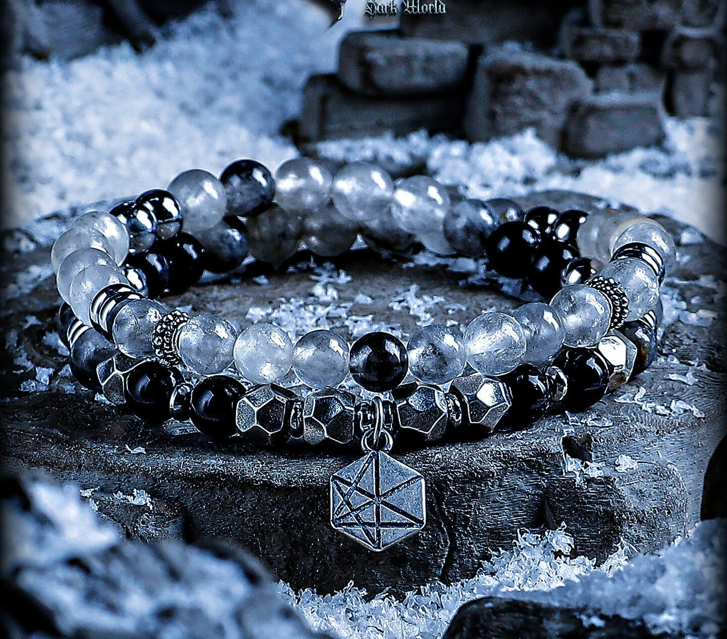 【Star Frost】Obsidian Bracelet Men's Mist Crystal Bracelet Beads Are Stacked