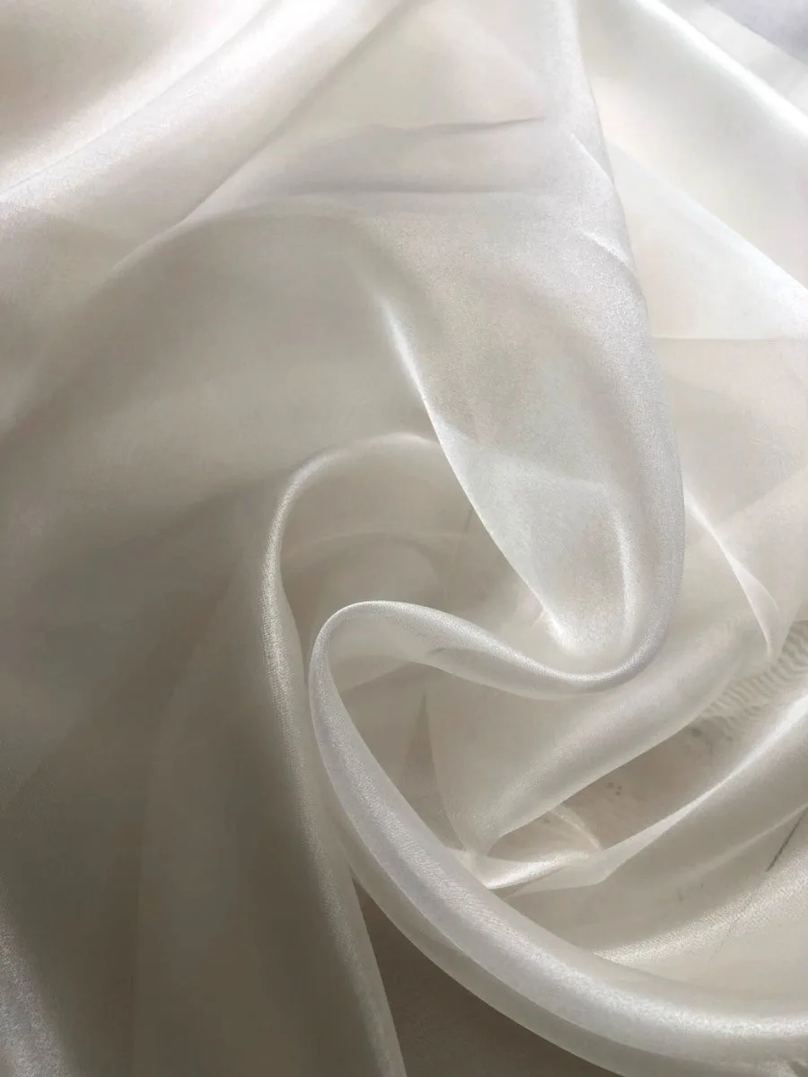 Marfim amêndoa cristal pérola pura organza tecido fino brilhante vestido de casamento vestido de noite designer material de formatura vestido de noiva