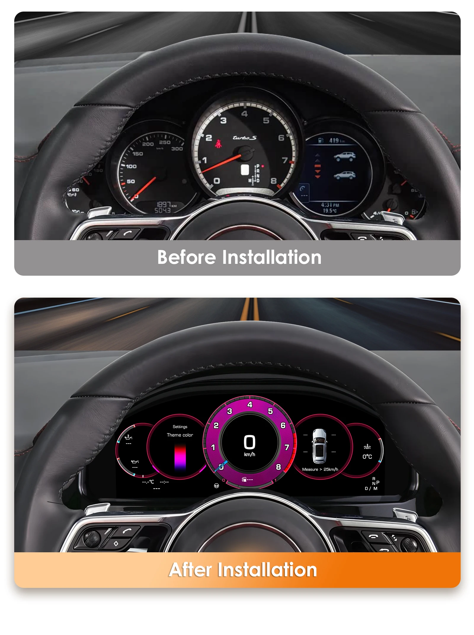 Hizpo 12,3-Zoll Digitales Auto-Instrumentencluster für Porsche Cayenne 2011 - 2017 LCD-Armaturenbrett Virtuelles Cockpit CarPlay Android Auto – Detail 3