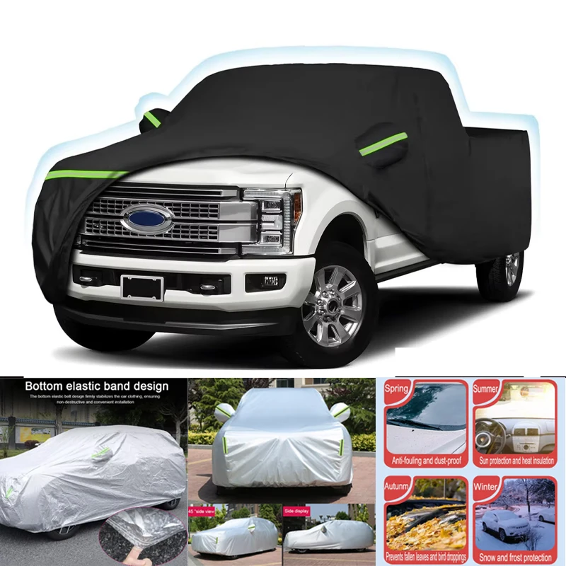

Outdoor Waterproof Car Covers for Ford F-150/F-250 Super Crew Cab 5.5ft Short Bed With Zipper Wind Sun UV and Dust Protection