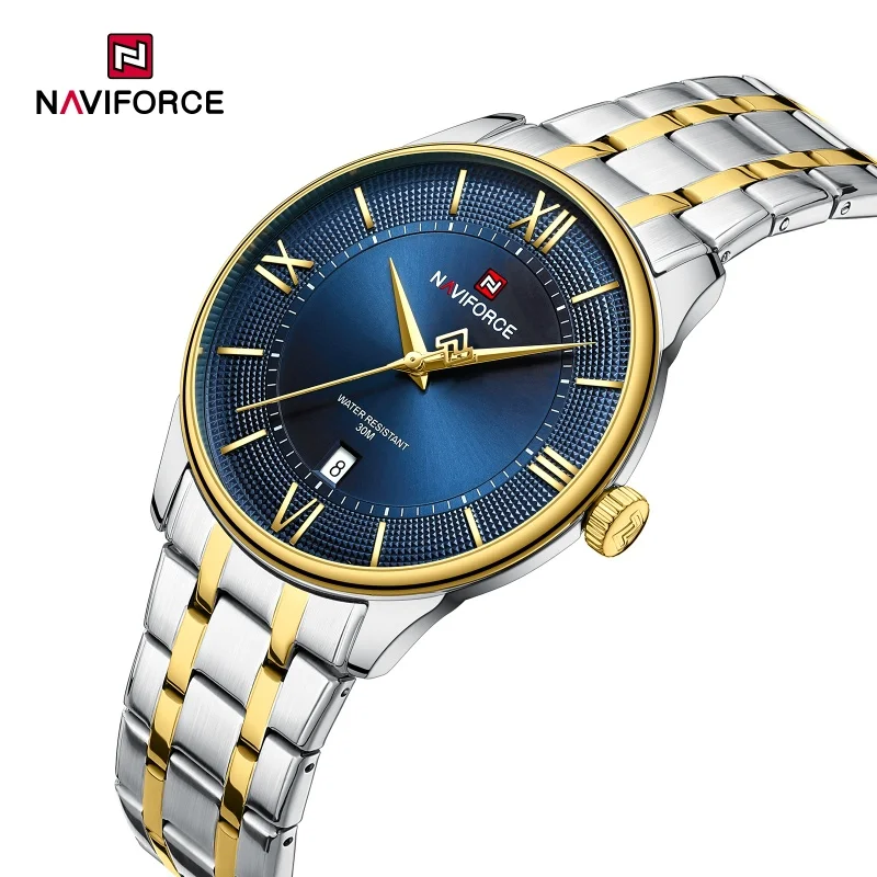 

NAVIFORCE Men's Watch 30M Waterproof Fashion Sport Date Display Stainless Steel Strap Man Quartz Wristwatches Relogio Masculino