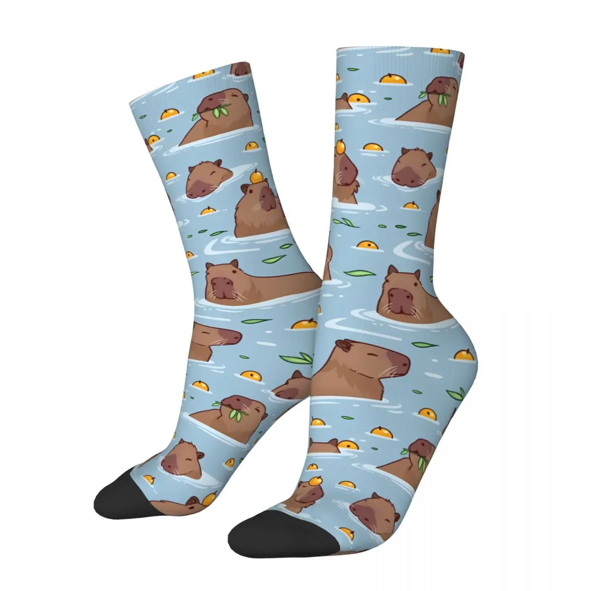 Retro Bathing Men's compression Socks Unisex Capybara Harajuku Seamless Printed Novelty Crew Sock